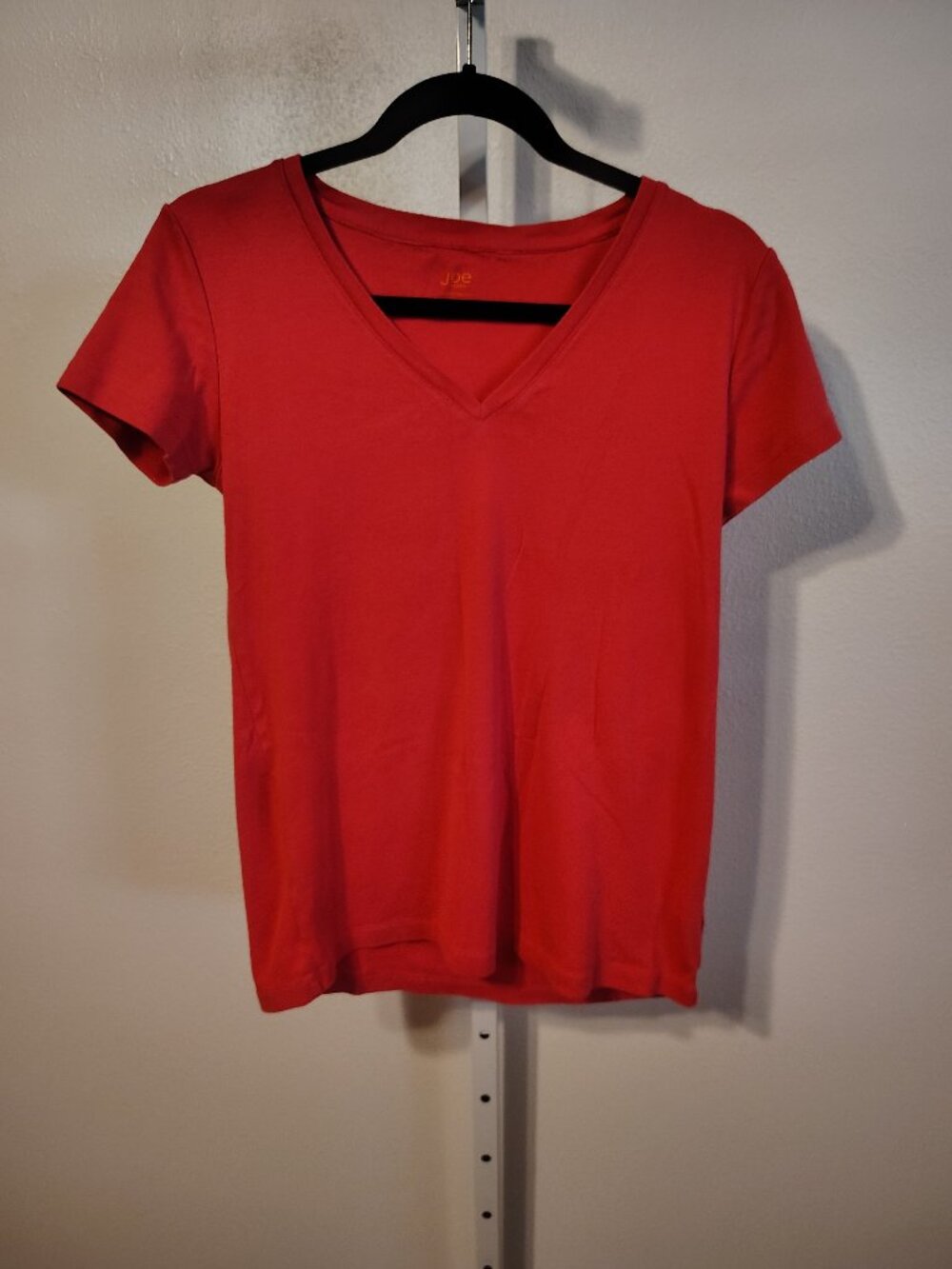 Joe Fresh Women's Top Size Large V-Neck Cotton Short Sleeve Pink Solid Tee